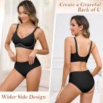 Tuopuda Bras for Women No Wired Support Full Coverage Comfort Seamless Bra V Neck Bralettes Wireless Push Up Bras and Knickers Sets Soft Sleep Everyday Bras with Bra Extender, Black, XL
