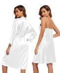 Women's Silk Pajama Set with Robe and Camisole