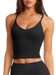 Black Longline Yoga Bra with Spaghetti Straps