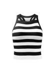 OQQ Women's Striped Crop Sports Bra - Black