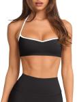 Color Block Padded Halter Sports Bra for Women