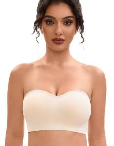 Strapless Push-Up Non-Slip Bandeau Bra in Beige