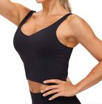 Black Wirefree Longline Sports Bra for Yoga