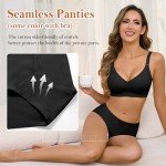 Tuopuda Bras for Women No Wired Support Full Coverage Comfort Seamless Bra V Neck Bralettes Wireless Push Up Bras and Knickers Sets Soft Sleep Everyday Bras with Bra Extender, Black, XL