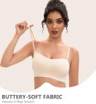 Strapless Push-Up Non-Slip Bandeau Bra in Beige