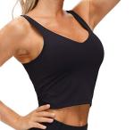 Black Wirefree Longline Sports Bra for Yoga