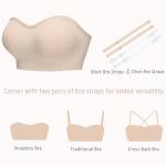 Strapless Push-Up Non-Slip Bandeau Bra in Beige