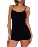 Lacozy Black Lace U Neck Romper Sleepwear