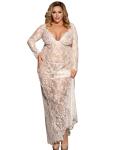 Plus Size Lace V Neck Babydoll Nightdress Set