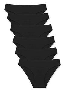 FINETOO 6 Pack Seamless Hipster Underwear - Black
