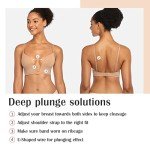 DotVol Women's Deep Plunge Convertible Push up Low Cut Seamless U Bra(34D, Beige)