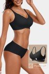Vertvie Bras for Women Non Wired Seamless Wireless Push Up Bra Comfort Support Full Coverage Bralettes Scalloped Padded Sports Everyday Bra (Black,XXL)
