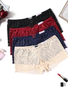 Avidlove Floral Lace Cheeky Boyshort Panties 4-Pack
