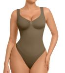 Olive Green Tummy Control Shapewear Bodysuit