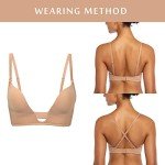 DotVol Women's Deep Plunge Convertible Push up Low Cut Seamless U Bra(34D, Beige)
