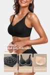 Vertvie Bras for Women Non Wired Seamless Wireless Push Up Bra Comfort Support Full Coverage Bralettes Scalloped Padded Sports Everyday Bra (Black,XXL)