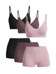 Beaudrm Women's Floral 6 Piece Lingerie Set