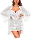 RSLOVE Sexy Babydoll and Lace Kimono Set