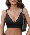 Avidlove Sheer Lace Bralette for Women in Black