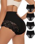 Lace High Waisted No Show Briefs 4 Pack