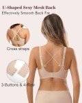 As Fairy Non Wired Bras for Women Lift Push Up Seamless Wireless Bra with Soft Support Lace V Neck Bralette Mesh Bras Everyday Bra (Nude,XXL)