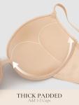 Push Up Plunge Bra with Thick Padding - Nude 34C