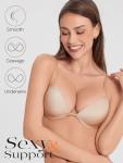 Push Up Plunge Bra with Thick Padding - Nude 34C