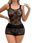 Curvy Floral Lace Camisole and Boyshort Set