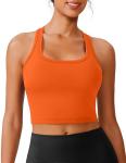 Soft Padded Sports Bra with Wide Straps, Orange