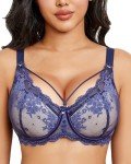 Svmer Women Sexy Lace Bras Plus Size Push Up Ladies Full Cup Comfort Bra Blue 34C