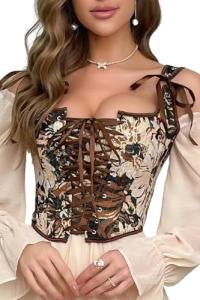 Vintage Floral Corset Tank Top for Women