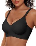 Vertvie Wireless Push Up Bras for Women Non Wired Seamless Full Coverage Bra Soft Support Comfort Everyday Bra Regular and Plus Size (Black,XXL)