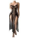Leopard Lace Babydoll Chemise with Thong