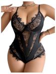 Plus Size Lace Sheer Bodysuit Nightwear 2XL