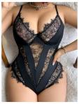 Plus Size Lace Sheer Bodysuit Nightwear 2XL