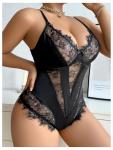 Plus Size Lace Sheer Bodysuit Nightwear 2XL