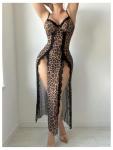 Leopard Lace Babydoll Chemise with Thong
