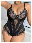 Plus Size Lace Sheer Bodysuit Nightwear 2XL