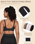 Vertvie Wireless Push Up Bras for Women Non Wired Seamless Full Coverage Bra Soft Support Comfort Everyday Bra Regular and Plus Size (Black,XXL)