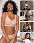 Vertvie Seamless Scalloped Bras for Women No Underwire Wireless Push Up Bra Soft Support Full Coverage Comfort Everyday Bra (Nude,M)
