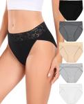 Cotton Lace High Cut Bikini Panties for Women