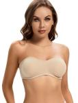 Beige Strapless Padded Silicone Bandeau Bra