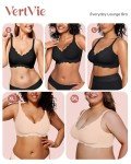 Vertvie Seamless Scalloped Bras for Women No Underwire Wireless Push Up Bra Soft Support Full Coverage Comfort Everyday Bra (Nude,M)