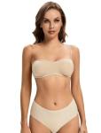 Beige Strapless Padded Silicone Bandeau Bra