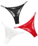 Avidlove Cheeky Lace Thong Panties - 3 Pack