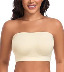 Plus Size Strapless Wireless Bra in Beige