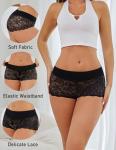 ALL OF SHE Lace Boy Shorts Sexy Cheeky Panties Breathable Womens Underwear Stretch Cotton Waistband Underwear Women 5 Pack