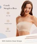 Wireless Strapless Bandeau Bra with Silicone Grip