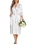Ekouaer Long Satin Wedding Robes with Pockets
