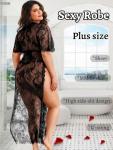 Plus Size Floral Lace Robe for Women